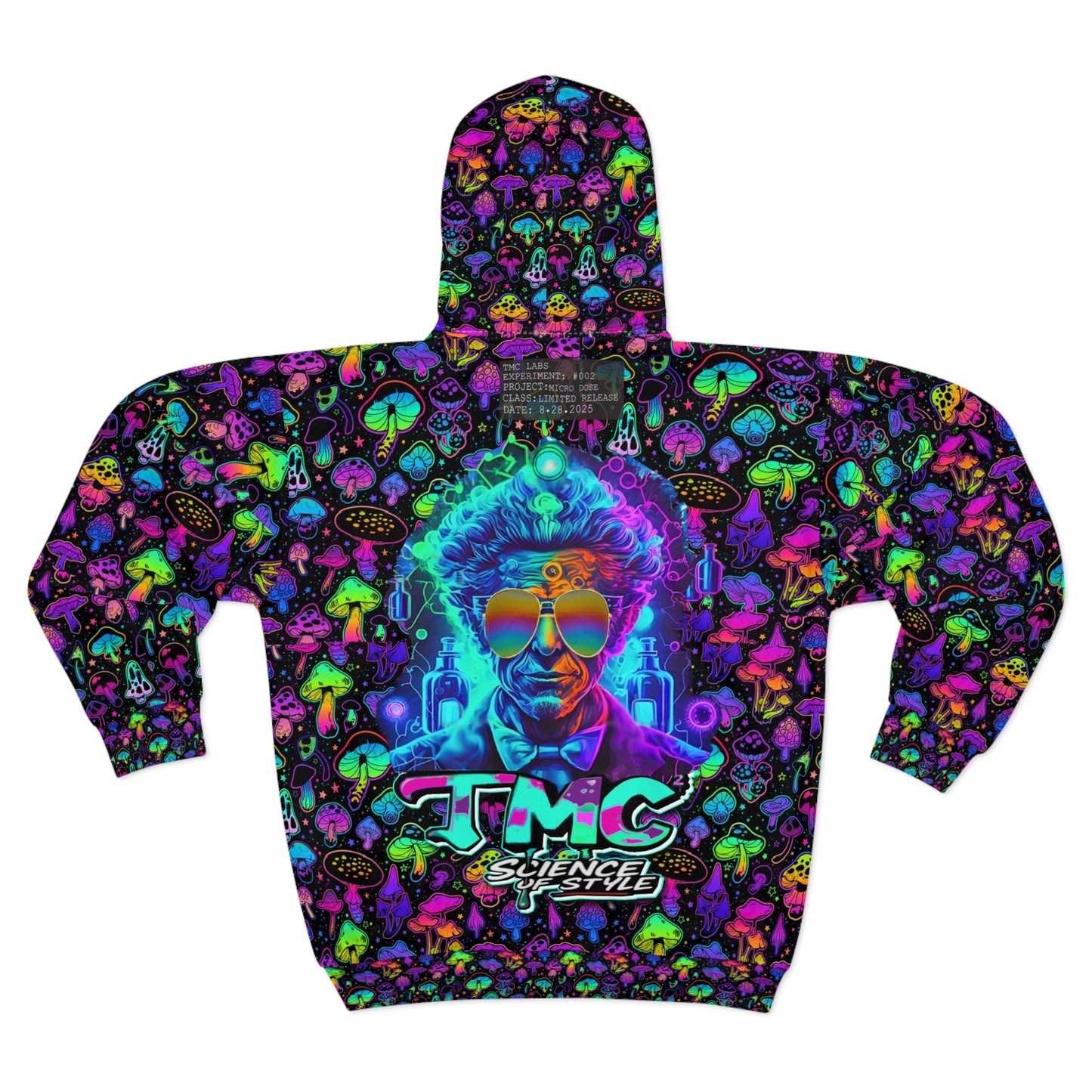 Psychedelic Mushroom Zip Hoodie - Mad Scientist Genius Design