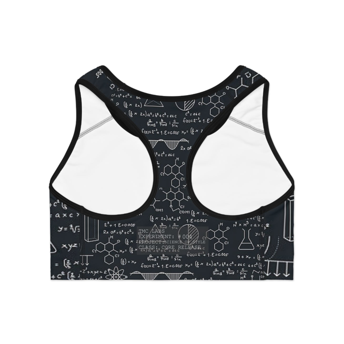 Scientist of Style Sports Bra with All Over Print Equations