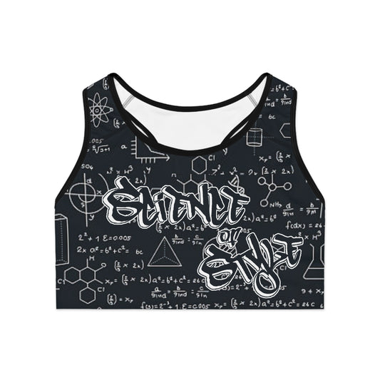 Scientist of Style Sports Bra with All Over Print Equations