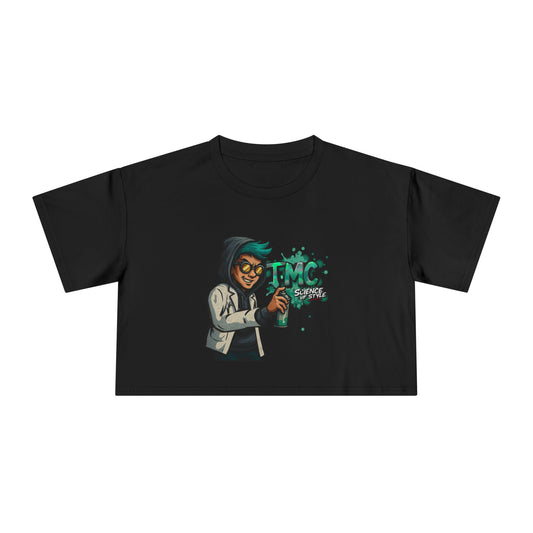 Crop Tee - Cartoon Style Scientist Graffiti Wall Logo Design