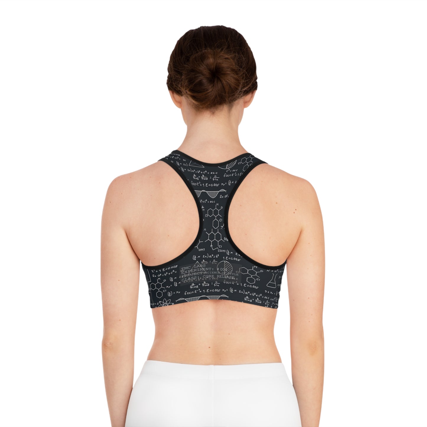 Scientist of Style Sports Bra with All Over Print Equations